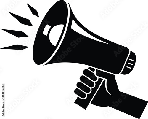 hand holding megaphone silhouette,loudspeaker vector illustration