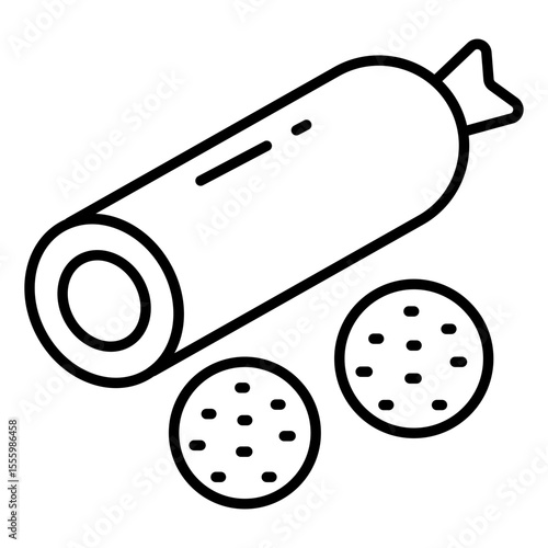 A unique design icon of cut sausage