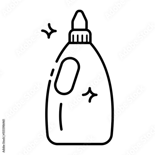 Made in UK Laundry day essentials cleaning product bottle with a cap vector icon outline style.