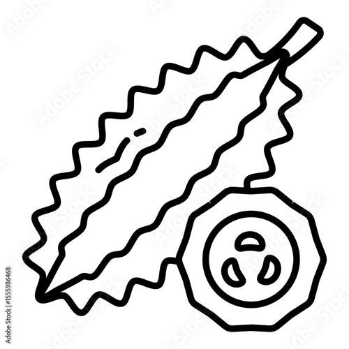 A line design icon of bitter gourd