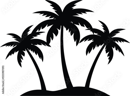 Palm tree Silhouette, set of black silhouettes of a palm tree