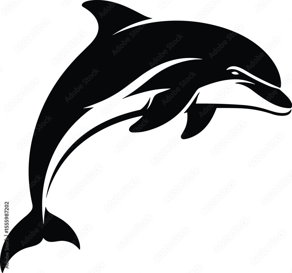 Naklejka premium Minimal Dolphin Logo - Stylish Sea Creature Silhouette Vector