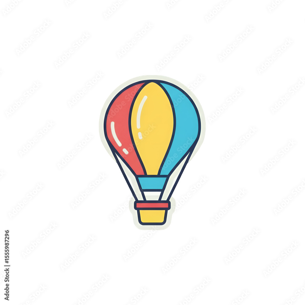 Fototapeta premium Vibrant Hot Air Balloon Illustration Isolated Against Transparent Background Expressing Concepts of Travel Adventure Freedom Exploration Journey and Upward Progress Modern Flat