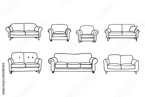Sofa line art and black color