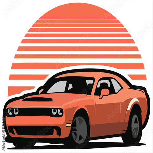 American muscle sport car art illustration