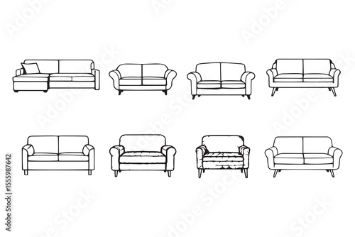 Sofa line art and black color