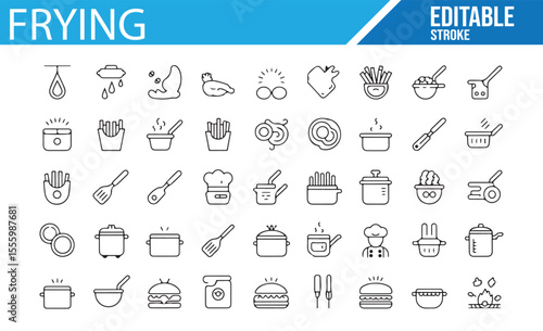 Editable Icons for Cooking, Frying, and Meal Preparation
