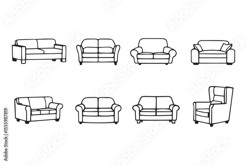 Sofa line art and black color