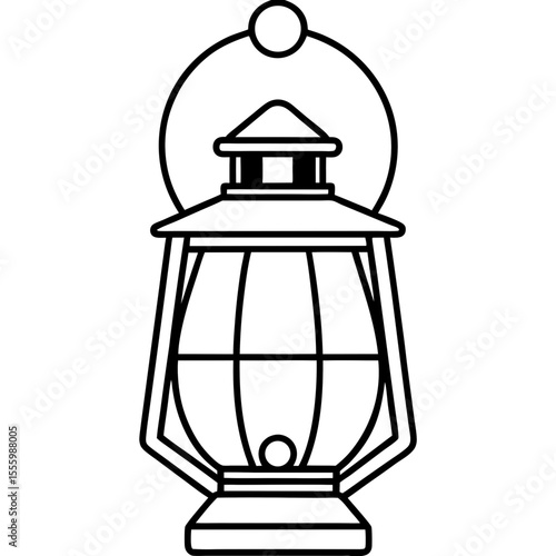 Minimal Red Lantern Outline Design