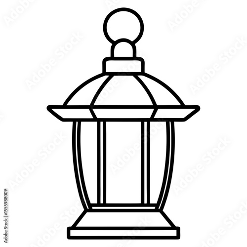 Minimal Red Lantern Outline Design