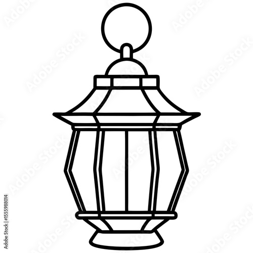 Minimal Red Lantern Outline Design