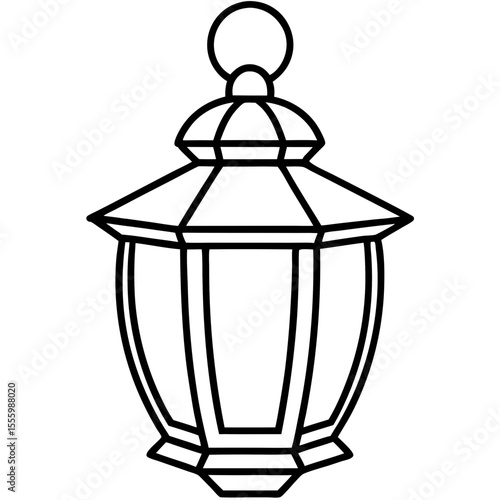 Minimal Red Lantern Outline Design