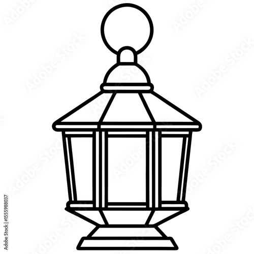 Minimal Red Lantern Outline Design