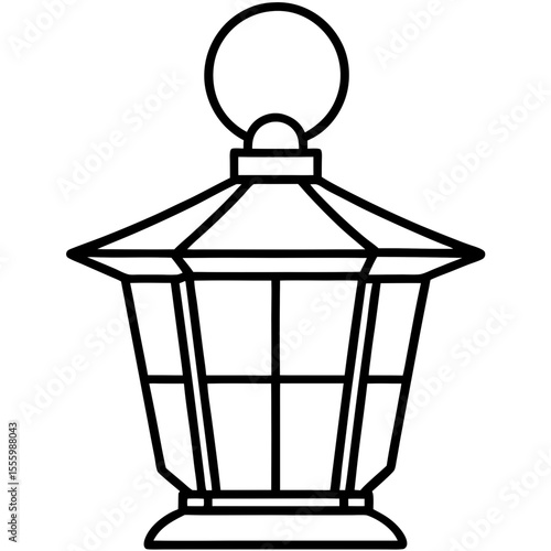 Minimal Red Lantern Outline Design