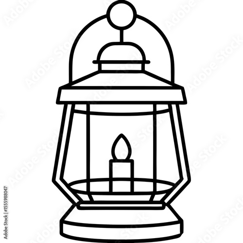 Minimal Red Lantern Outline Design