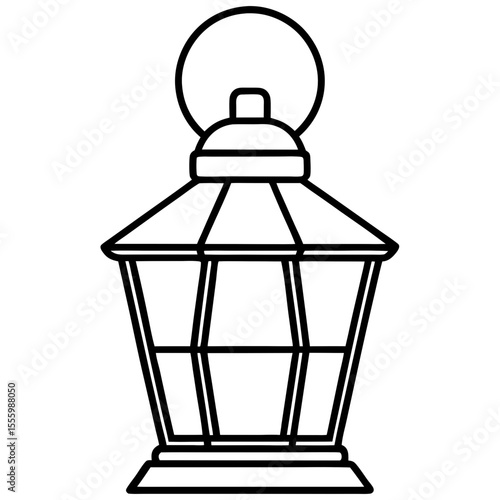 Minimal Red Lantern Outline Design