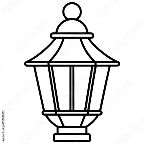 Minimal Red Lantern Outline Design