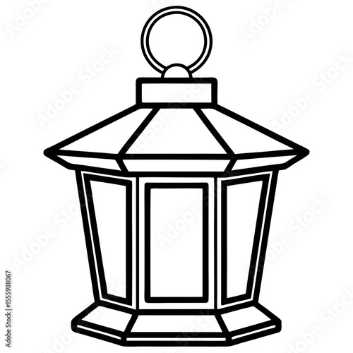 Minimal Red Lantern Outline Design