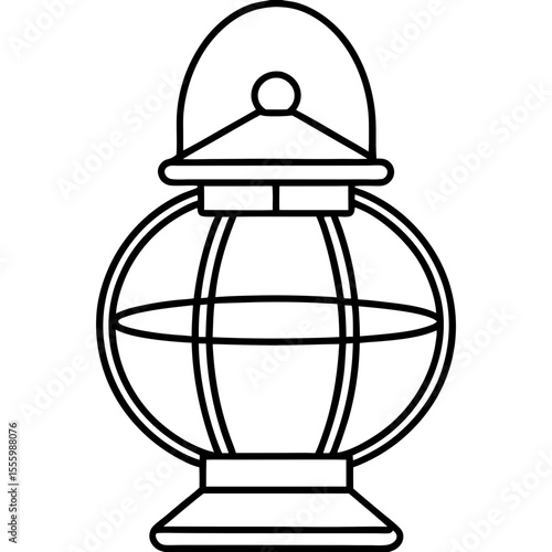Minimal Red Lantern Outline Design