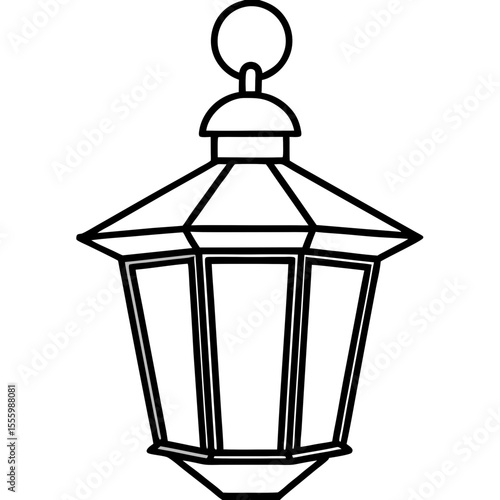 Minimal Red Lantern Outline Design