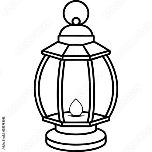 Minimal Red Lantern Outline Design