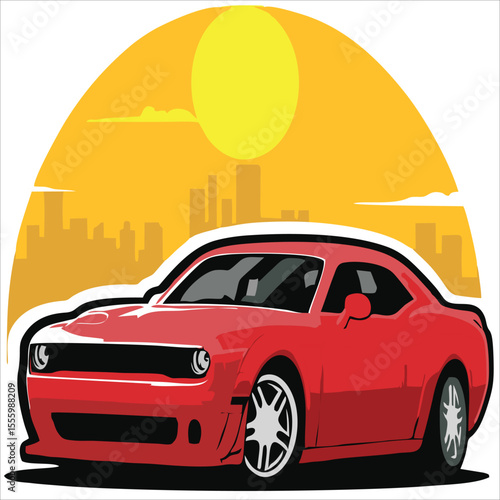 American muscle sport car art illustration