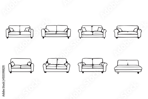 Sofa line art and black color