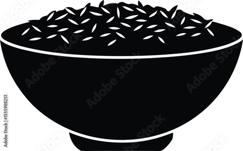 Rice in a bowl icon vector silhouette illustration,Rice bowl icon