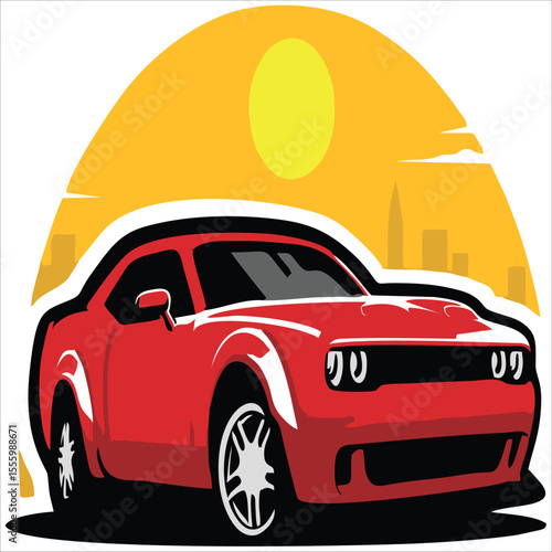 American muscle sport car art illustration