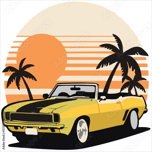 American muscle sport car art illustration