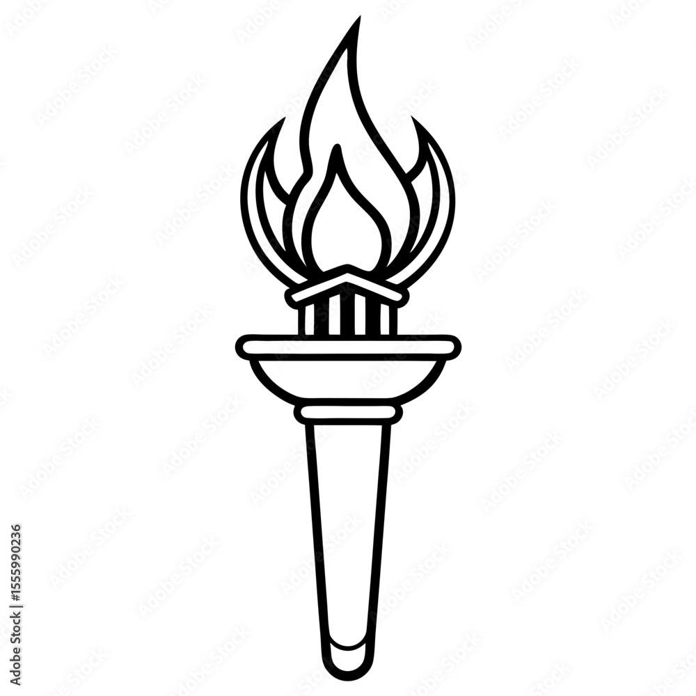 Minimalist Liberty Torch Line Icon Minimalist Liberty Torch Line Icon