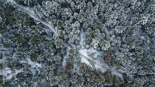 Aerial view over Black Forest on winter days, Germany