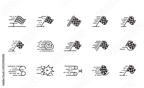 Collection of Checkered Flags and Speeding Icons for Websites