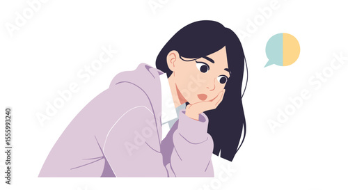 Young girl feeling ignored by classmates while daydreaming  