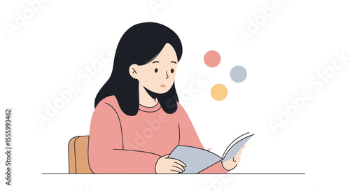 Girl reading aloud in class with a focused expression indoors  