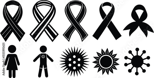 Adobe Illustrator Artwork Vector 3d Realistic Purple Ribbon Set. Pancreatic Cancer Awareness Symbol Closeup. Cancer Ribbon Template. World Pancreatic Cancer Day Concept
