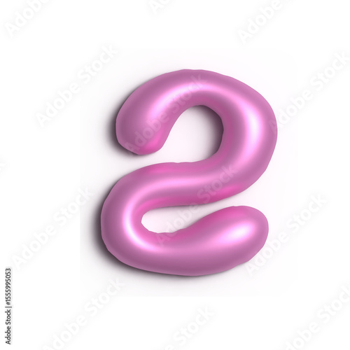 3D Glossy Purple Letter 2