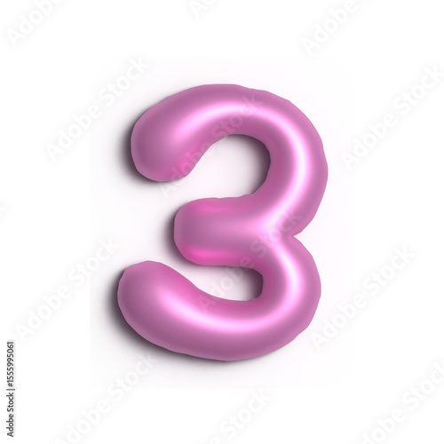 3D Glossy Purple Letter 3