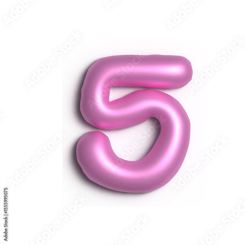 3D Glossy Purple Letter 5