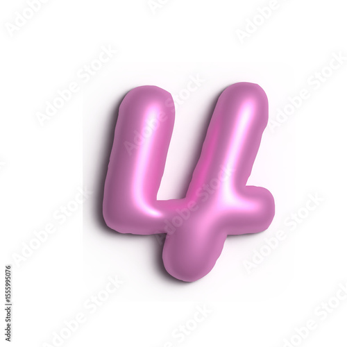 3D Glossy Purple Letter 4