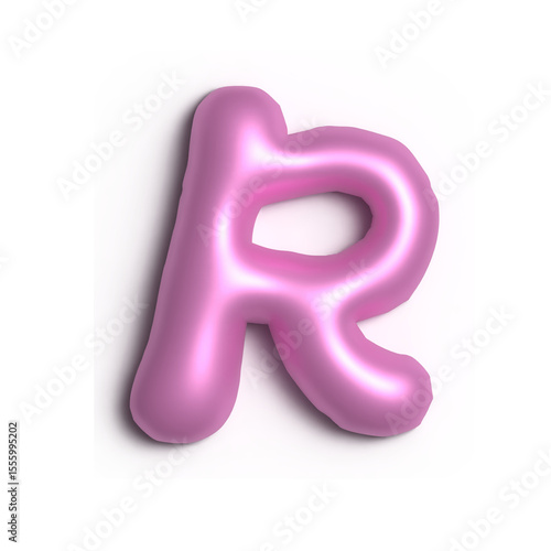 3D Glossy Purple Letter R