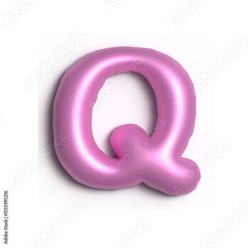 3D Glossy Purple Letter Q