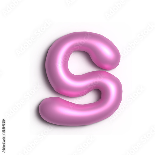 3D Glossy Purple Letter S