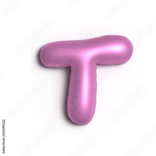 3D Glossy Purple Letter T