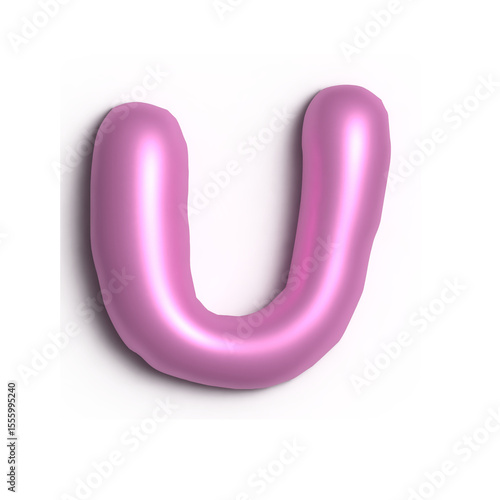 3D Glossy Purple Letter U