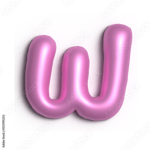 3D Glossy Purple Letter W