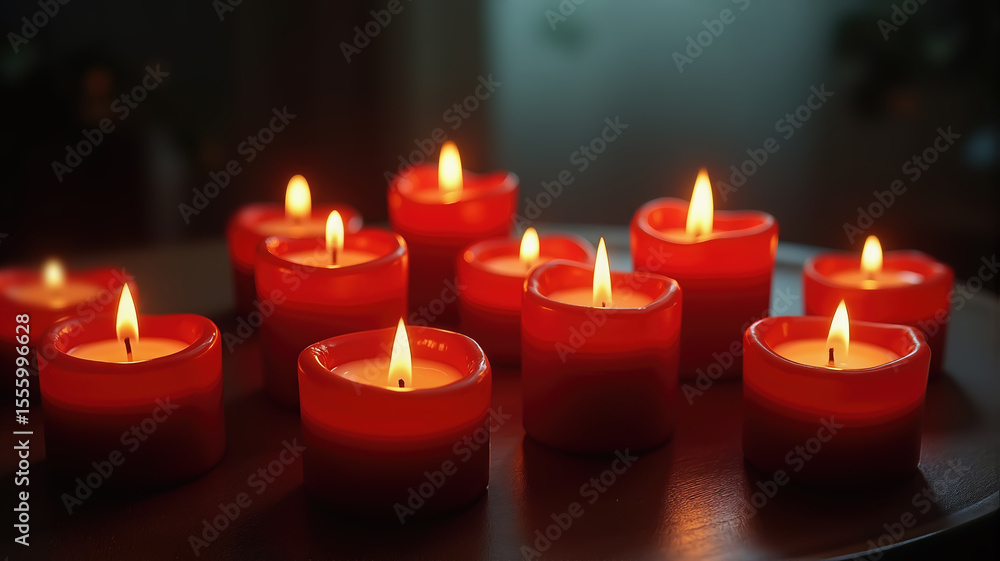 Holocaust Remembrance Day. Warm glowing red candles creating cozy and romantic ambiance. Candles and Light. Holocaust Remembrance Day. Warm glowing red candles creating cozy and romantic ambiance. Candles and Light.