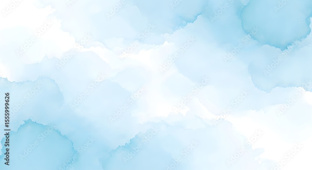 Fototapeta premium A pale blue watercolor wash with soft diffused edges and white negative space