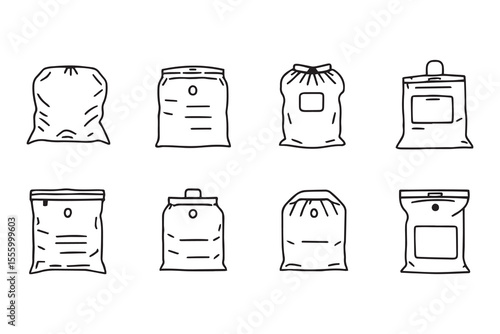 set of different type of 8 pcs Vacuum bags line art and black color