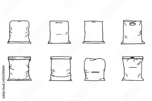 set of different type of 8 pcs Vacuum bags line art and black color